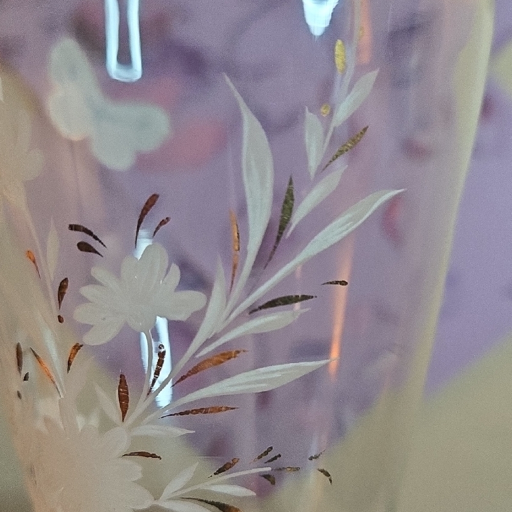 Floral Etched Glass Vase - Picture 7 of 7